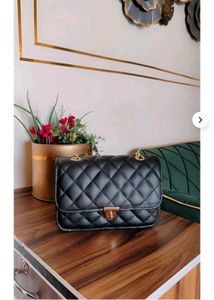Stylish Black Quilted Crossbody Bag