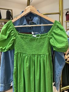 Green Puff Sleeve Maxi Dress