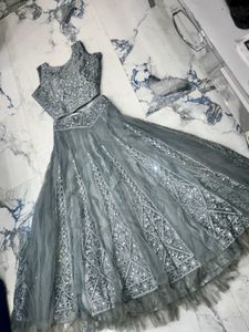 Elegant Gray Embellished Lehenga Choli