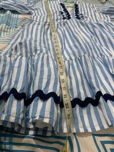 blue and white stripping frock with lining