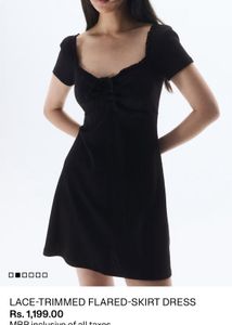 Lace Trimmed Flared Dress