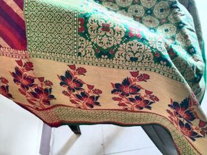 Green &amp; Purple Floral Saree