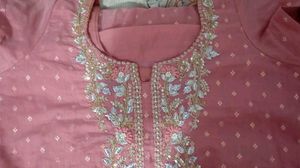 Elegant Pink Kurta Set With Banarasi Dupatta