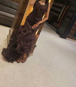 Brown Ruffled Gown