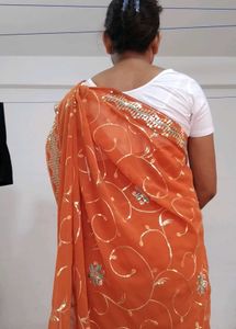 Rust Sequin Saree
