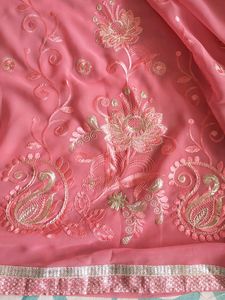 Pink Embroidered Saree
