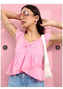 Pink Ruffle Sleeve Top
