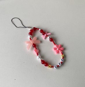 “LFC” Red Beaded Phone Charm