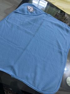 Blue Baby Blanket with Teddy Bear