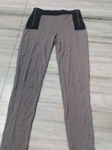 Gray Zipper Accent Pants