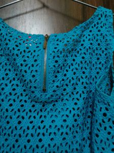 Cute Blue Cut out Tank Top