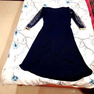 Stylish Navy Blue Dress with Shrug