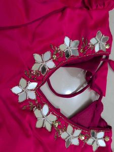 Mirror Work Readymade Blouse -pink