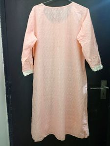 Shrishti Peach Chikan Work Kurta