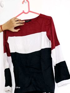 Harvard Navy &amp; White Colourblocked Top