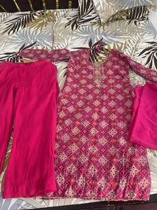 Pink Printed Kurta Set
