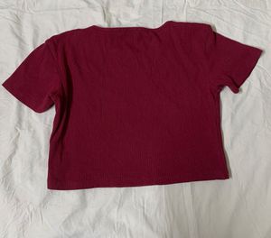 Burgundy Ribbed Crop Top
