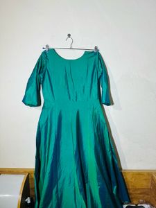 Churidar Fluorescent Green Gown with Floral Detail
