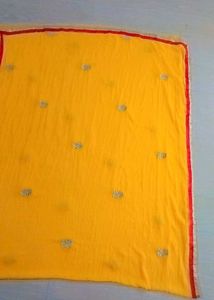 Yellow Dupatta with Silver Embellishments