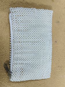 White Moti Beads Purse