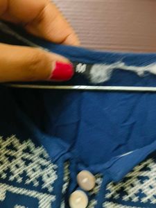 Navy Blue Cotton Blend Shirt