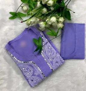Lavender Embroidered Kurta Set