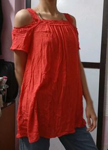 Red Off-Shoulder Top &amp; Dress For Kids