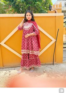 Maroon Printed Sharara Suit