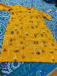 Yellow Floral Print Kurta
