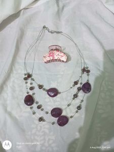 purple mauve stone boho indo western layer necklac