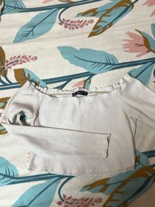White Off-Shoulder Crop Top