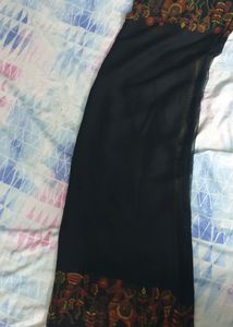 Printed Black Chiffon Saree