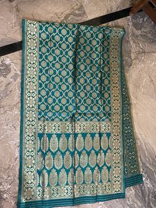 Elegant Teal Banarasi dupatta