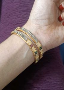 New Stoned Gold Bangle Set