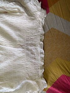Ruched White Crop Top