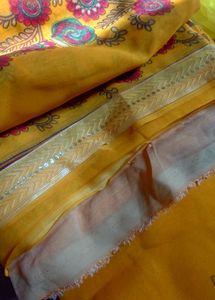 Elegant Yellow Embroidered Saree