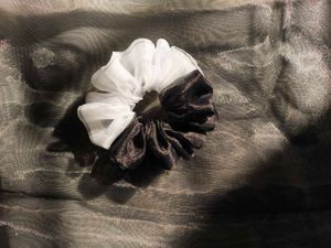 Premium Black And White Organza Scrunchie Combo