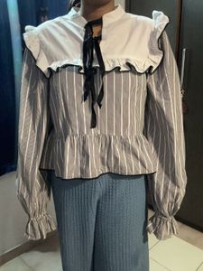 Black &amp; White Korean Top