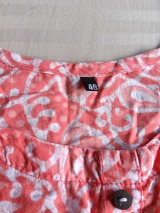 Coral Paisley Print Kurti With Pant