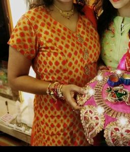 Orange Work Kurta