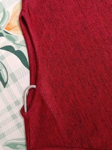 Maroon Red Cold Shoulder Top