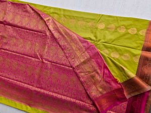 Pink &amp; Green Brocade Sari