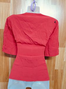Coral V-Neck Top