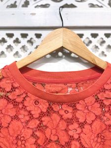 Coral Bloom Laced Tee