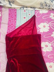 Elegant Red Velvet Dress