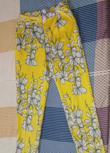 Floral Print Yellow Pants
