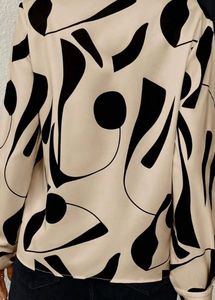 Abstract Printed Mandarin Top