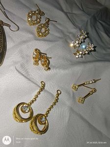 6 dainty gold earrings w stone combo ethnic