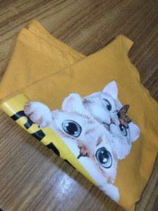 Cat Print Mustard Colour Crop Top....
