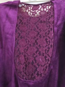 Y2K Straight Velvet Dress With Net Back